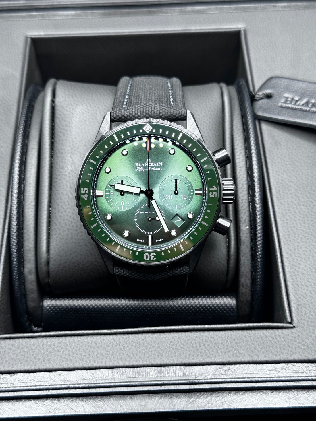 UNWORN 2024 Blancpain Fifty Fathoms Bathyscaphe Chronographe Flyback GREEN DIAL 5200-0153-B52A